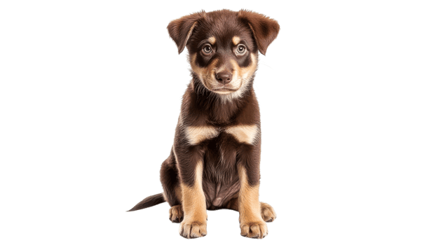 Brown puppy sitting cut out on transparent background png