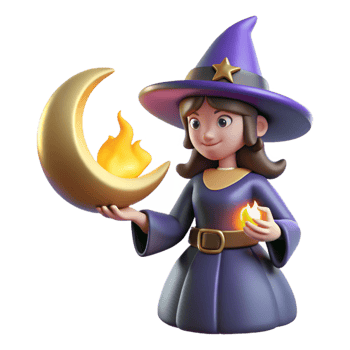 magnificent contemporary Cute Witch 3D Render original png