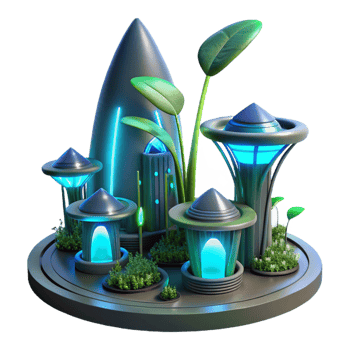 vibrant creative Futuristic Biodome Illuminated Plant Life Architecture professional png