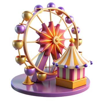 serene minimalist Funfair Ferris Wheel 3D Render professional png