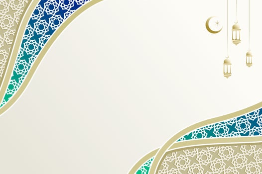 Ramadan Background with ornament arabic pattern and gradient blue color. Islamic festival celebration ramadan vector
