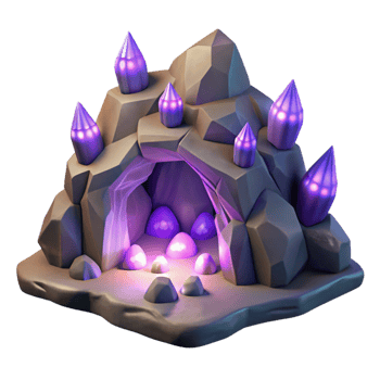 serene contemporary Magical Crystal Cave 3D Render original png