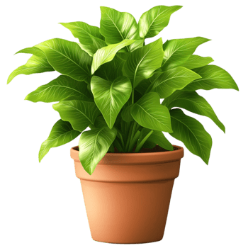 Potted plant stands tall with lush leaves ening any indoor space png