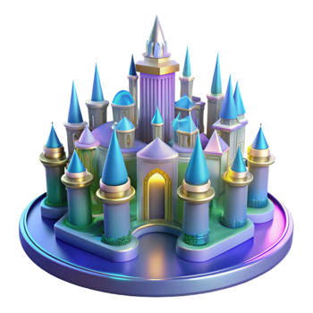 dramatic abstract Fantasy Castle 3D Render high resolution png