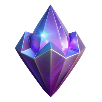 impressive minimalist Glowing Crystal Gem 3D Render premium png