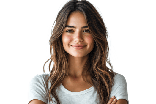 Casual young woman with long hair smiling png