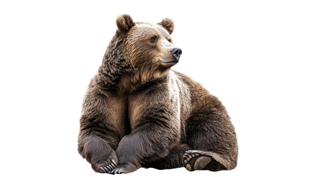 Grizzly bear resting in serene posture png