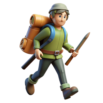 dramatic rustic 3D Render of Hiking Adventurer genuine png