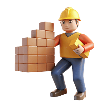 elegant modern Construction Worker Building Brick Wall high quality png