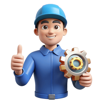elegant artistic Technician Thumbs Up Gear Maintenance detailed png