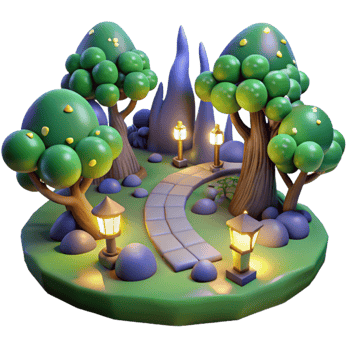 vibrant minimalist 3D Cartoon Park Illustration genuine png