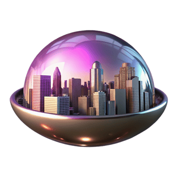 vibrant creative Cityscape Under Glass Dome Futuristic Urban Environment 4K png