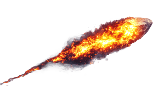 Fiery meteor streaks night sky png