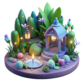 extraordinary minimalist Enchanted 3D Garden Illustration exclusive png