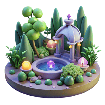 beautiful abstract Enchanted Garden 3D Illustration high quality png