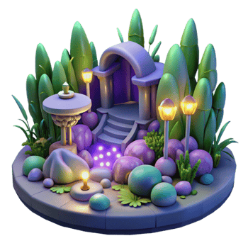 elegant vintage Enchanted Garden 3D Render exclusive png