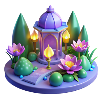 impressive creative Enchanted 3D Garden Pavilion high quality png