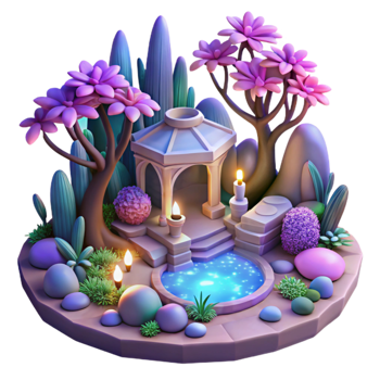 stunning artistic Enchanted 3D Garden Gazebo Illustration genuine png