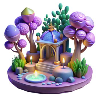elegant contemporary Enchanted 3D Garden Shrine 4K png