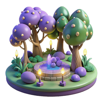 stunning contemporary Enchanted 3D Forest Scene detailed png