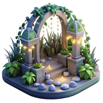 elegant rustic Enchanted Garden Arch 3D Illustration high resolution png