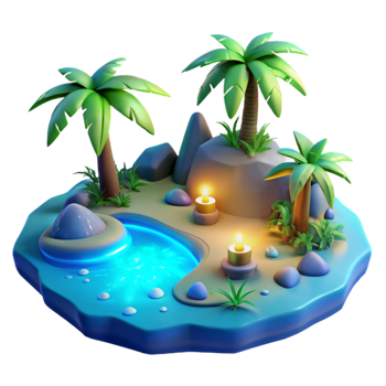 beautiful creative Tropical Island 3D Render genuine png