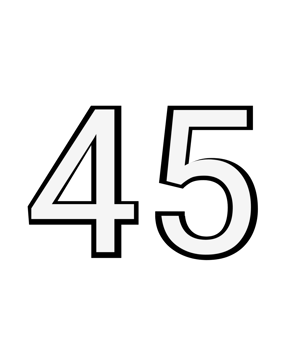 Black and white color numbers 45 png