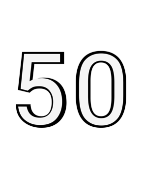 Black and white color numbers 50 png