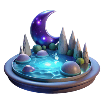 stunning vintage Enchanted Moonlit Pond 3D Illustration 4K png