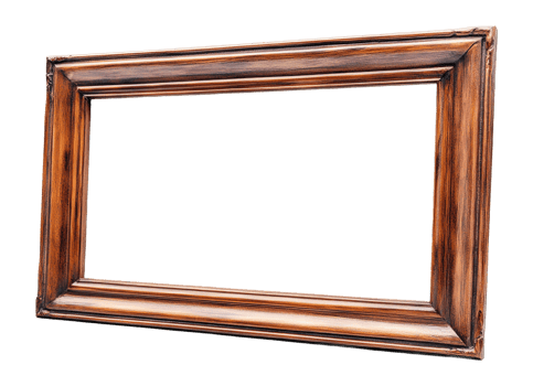 Decorative wooden frame with an empty canvas space png