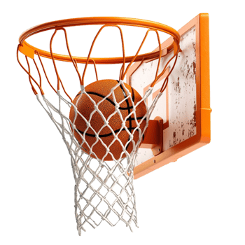 Basketball hoop stands tall with orange rim and net ready for a thrilling game png