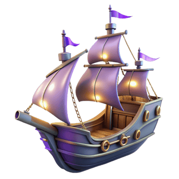 impressive traditional 3D Model of a Purple Glowing Galleon high resolution png