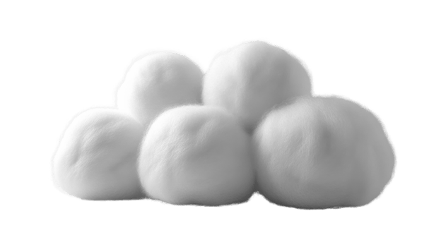 Fluffy white cotton balls arranged in cluster, resembling clouds png