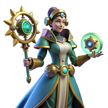 wonderful contemporary Fantasy 3D Render Teal Robed Mage 4K png
