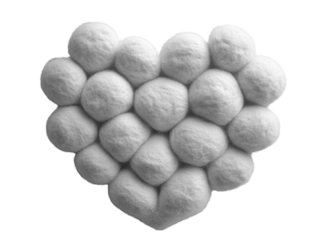 heart shape made of white felted balls, symbolizing love and warmth png