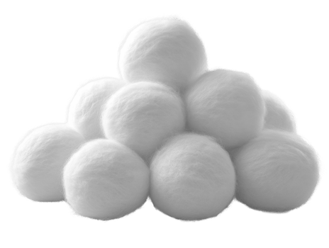 Soft white cotton balls stacked in pyramid shape, perfect for crafts png