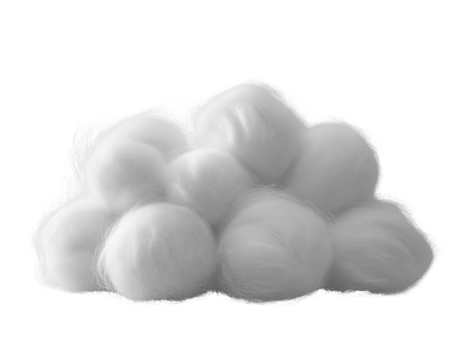 Fluffy white cotton balls resembling cloud, soft and airy texture png