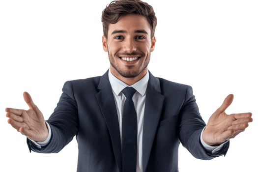 Professional man welcoming guests with a smile png