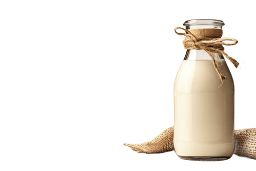 Fresh milk in a vintage glass bottle with twine png