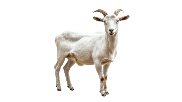 Cute white goat standing proudly in a bright space png