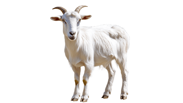 Cute white goat standing in bright light png