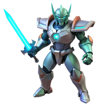 vibrant contemporary 3D Render Futuristic Knight original png