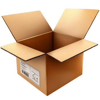 Cardboard box stands open with flaps inviting packing for a big move png