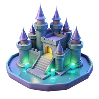 extraordinary modern Enchanted Castle 3D Render professional png