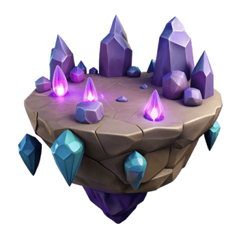 wonderful minimalist Fantasy Crystal Island 3D Render detailed png