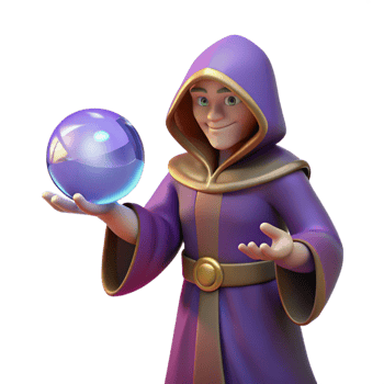 impressive traditional 3D Render Cartoon Wizard Crystal Ball high quality png