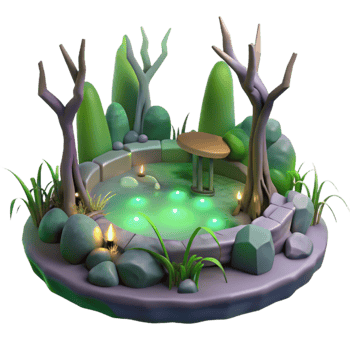 stunning artistic Enchanted 3D Pond Illustration professional png