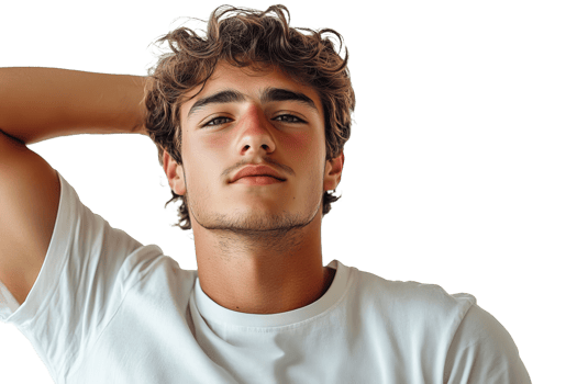 Young man posing confidently with casual style png