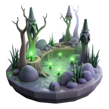 stunning modern Enchanted Pond 3D Illustration authentic png