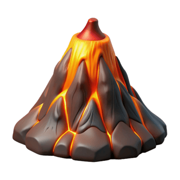dramatic minimalist Cartoon Volcano 3D Model high resolution png